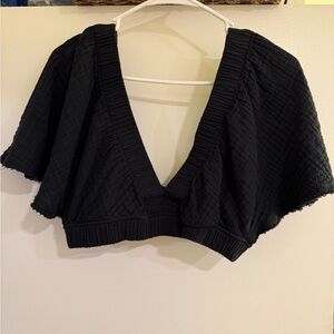 Aerie Black V-Neck Crop Top